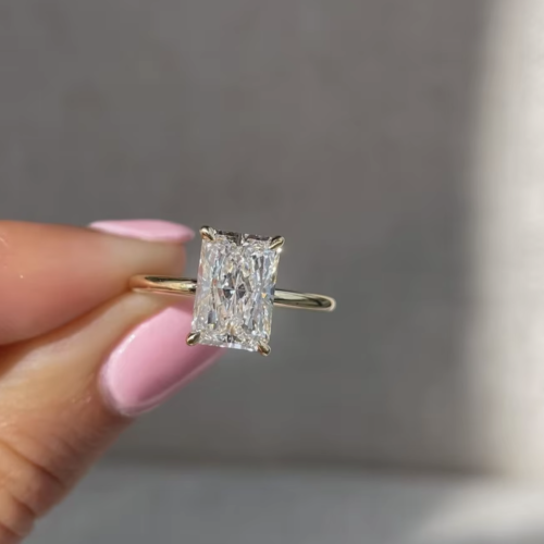2CT Radiant Colorless Moissanite Engagement Ring